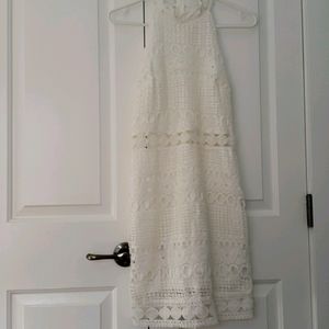 Crocheted lace mini dress